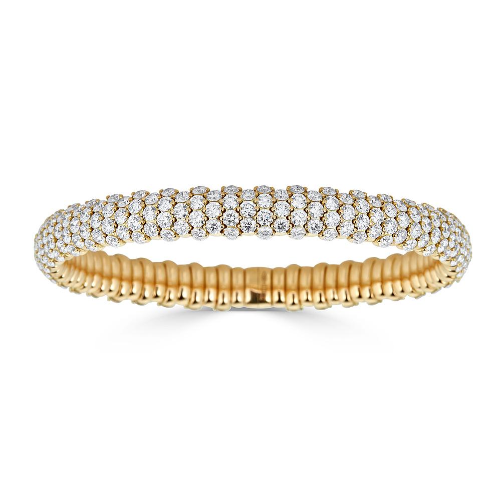 Bracelet élastique bombé Zydo avec diamants en or jaune 60250
