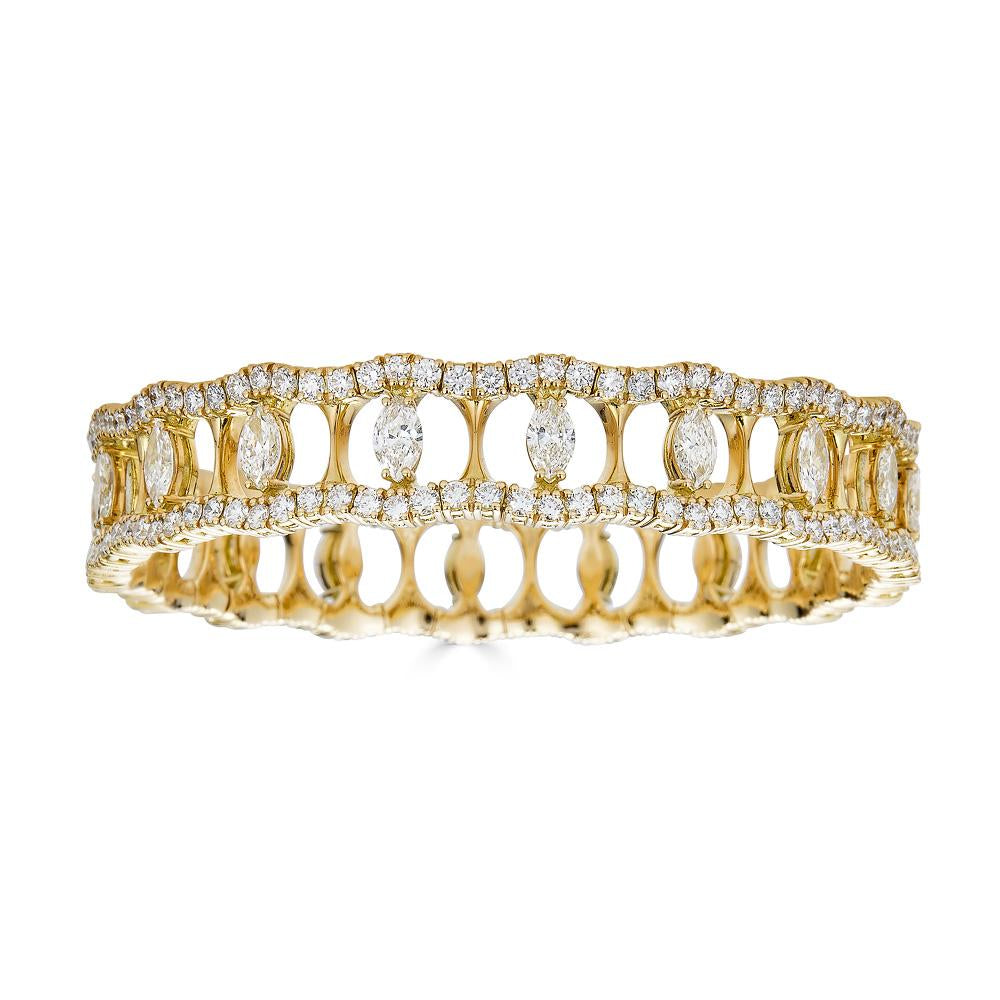 Zydo elastic bracelet with marquise cut and round cut diamonds yellow gold 60558