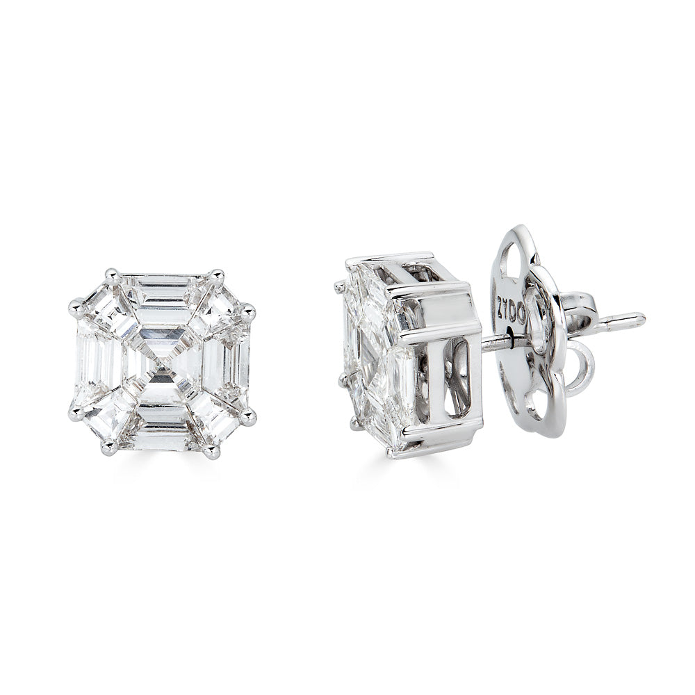 Achteckige Ohrstecker von Zydo mit Diamanten in Illusionsweißgold 60665