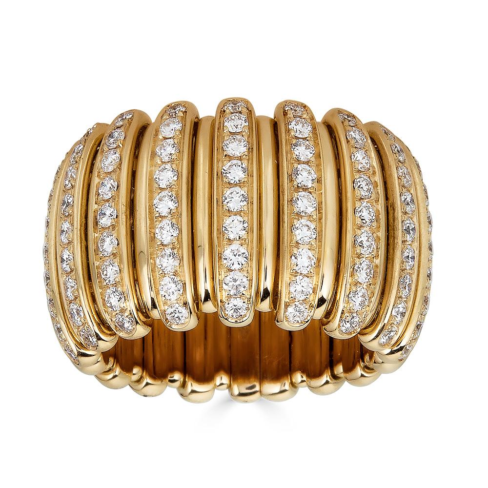Zydo-Ring mit elastischem Stab und Diamanten Gelbgold 63107