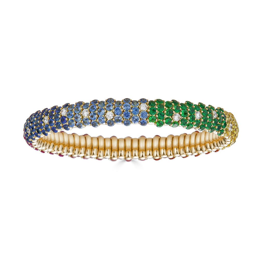 Zydo bracciale elastico bombato arcobaleno oro giallo 63182