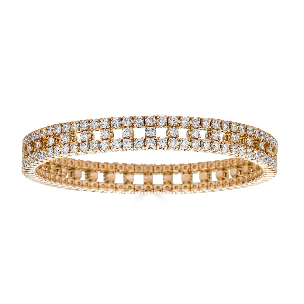 Zydo bracciale elastico con diamanti a forma rotonda oro rosa 63410