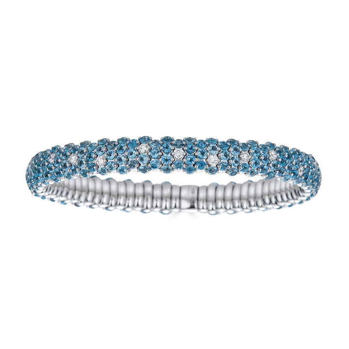 Bracelet élastique bombé Zydo avec topaze bleue or blanc topaze bleue 63554