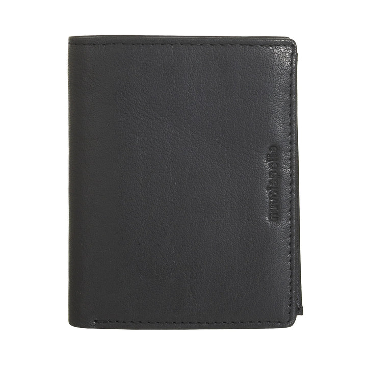 Nuvola Pelle Portafoglio Piccolo da Uomo in Pelle Bufalo con Portamonete - Portafoglio Compatto Verticale con Cerniera Zip, Tasche Trasparenti e Porta Carte