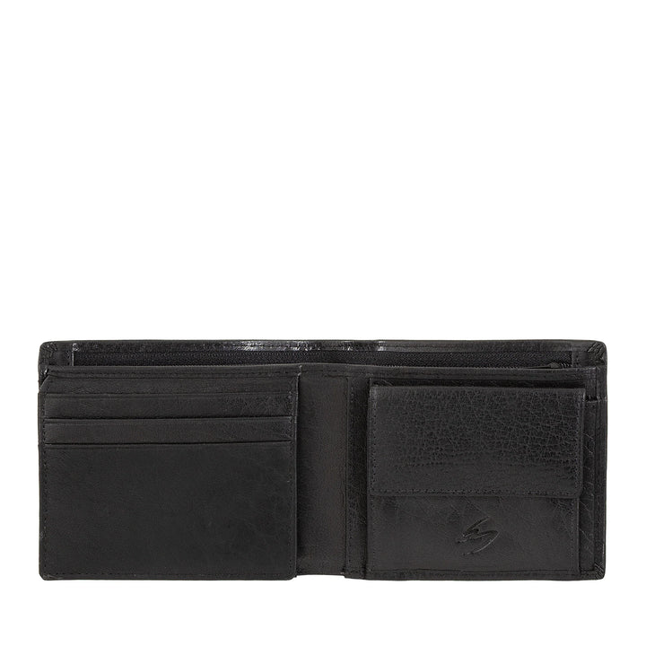 Nuvola Pelle Petit portefeuille pour homme en cuir de buffle avec porte-monnaie - Portefeuille compact pour cartes, billets et fermeture éclair