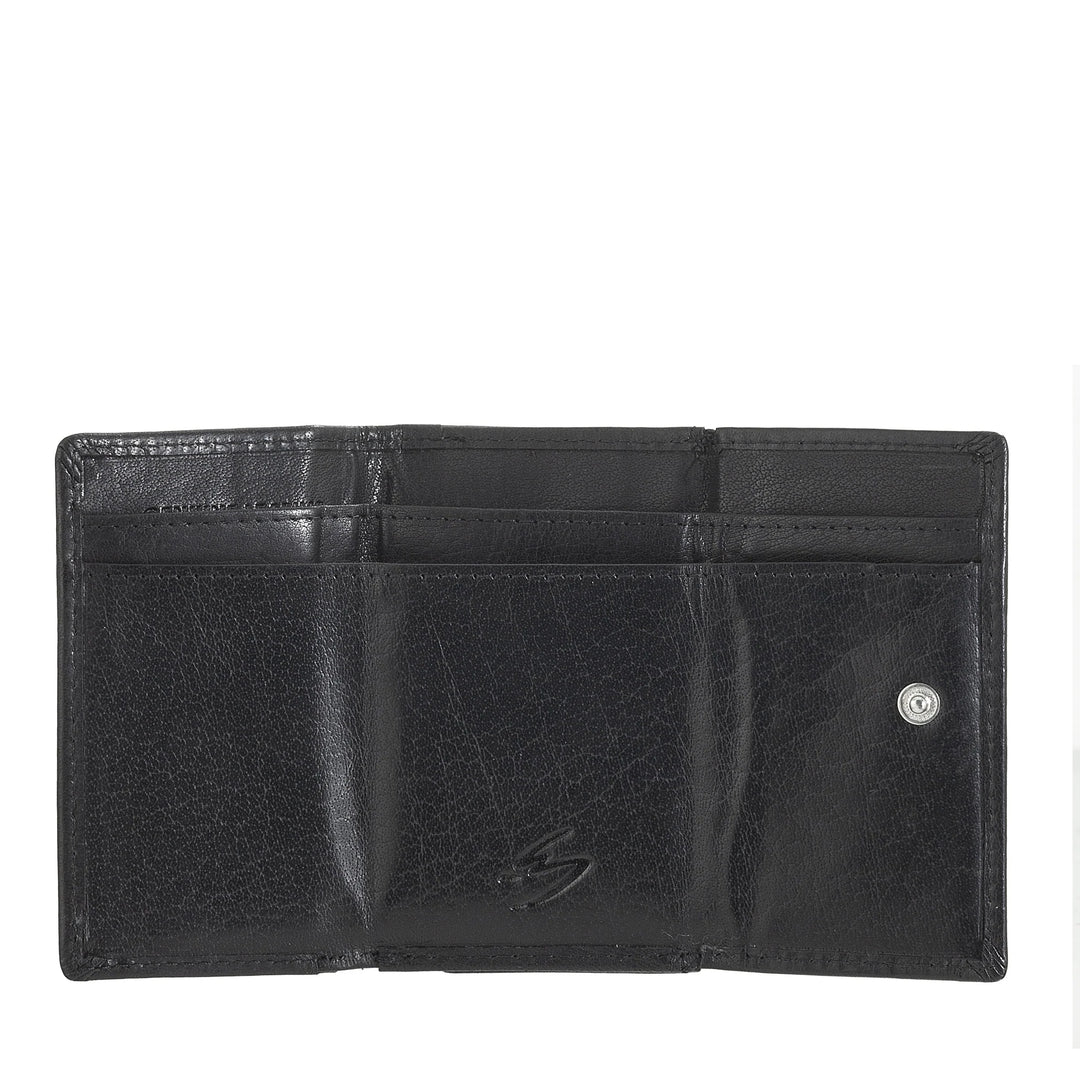 Nuvola Pelle Portafoglio Piccolo da Uomo in Pelle di Bufalo Trifold con Portamonete, Portabanconote e Portamonete