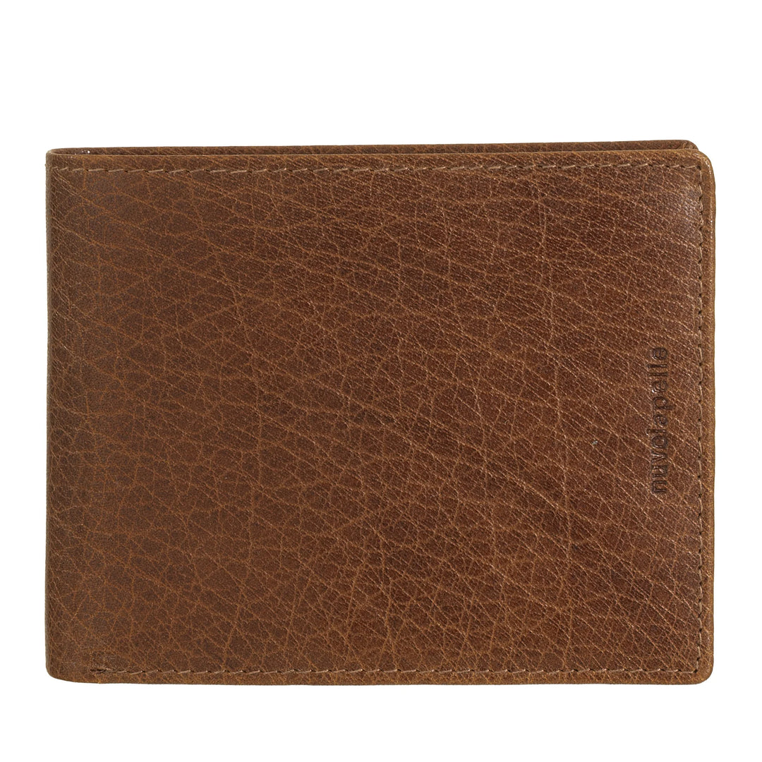 Nuvola Pelle Herren-Brieftasche aus Büffelleder mit Münzfach, Kartenhalter und Innenklappe