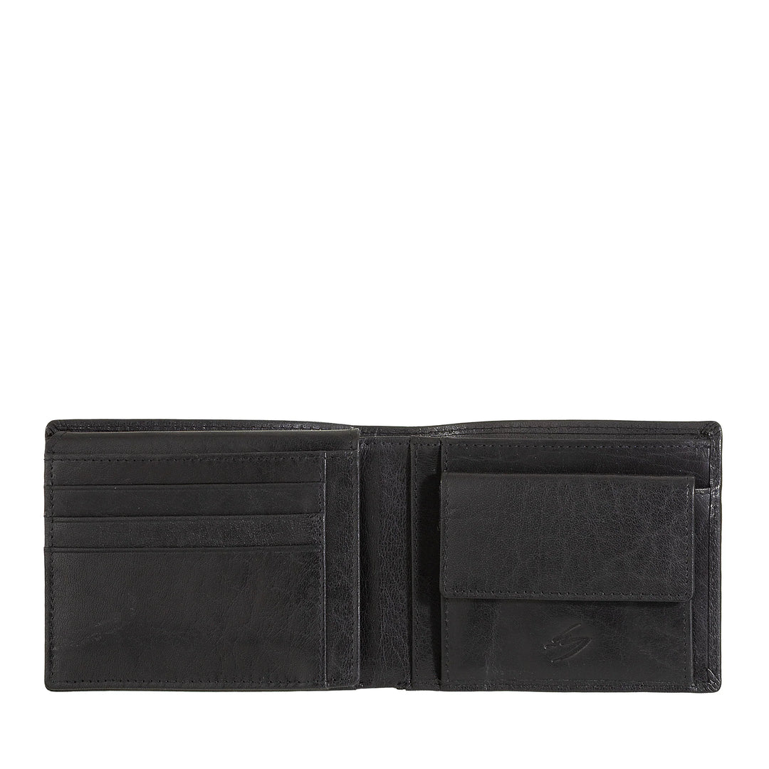 Nuvola Pelle Herren-Brieftasche aus Büffelleder mit Münzfach, Kartenhalter und Innenklappe