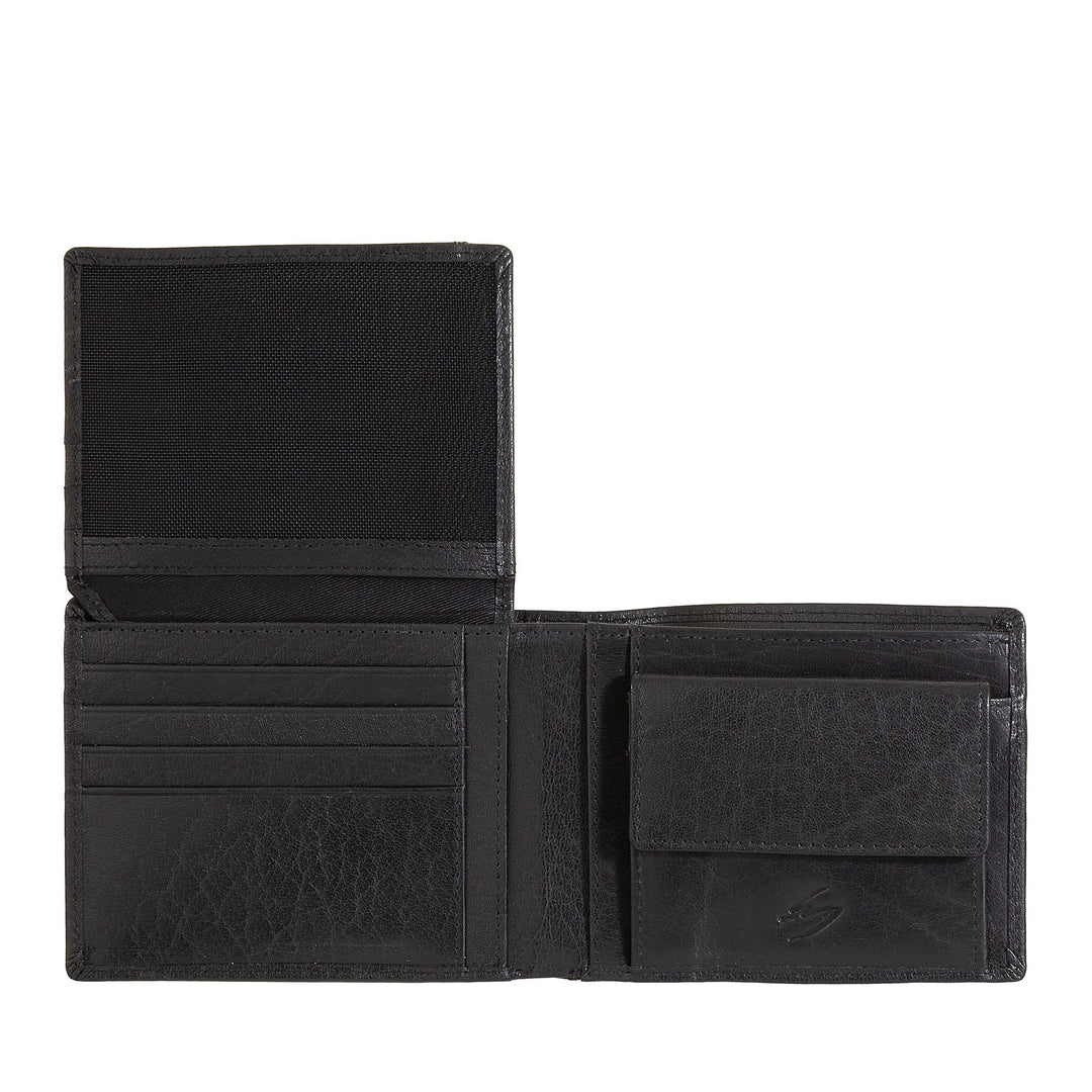 Nuvola Pelle Herren-Brieftasche aus Büffelleder mit Münzfach, Kartenhalter und Innenklappe