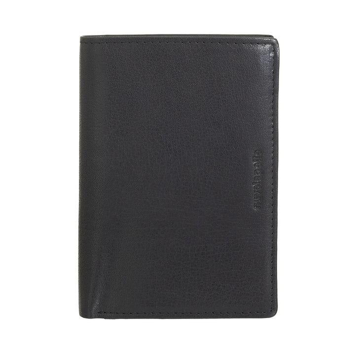 Nuvola Pelle Large Vertical Wallet for Men in Buffalo Leather - Large Pocket Wallet with Coin Purse, 8 Card Pockets and Zipper