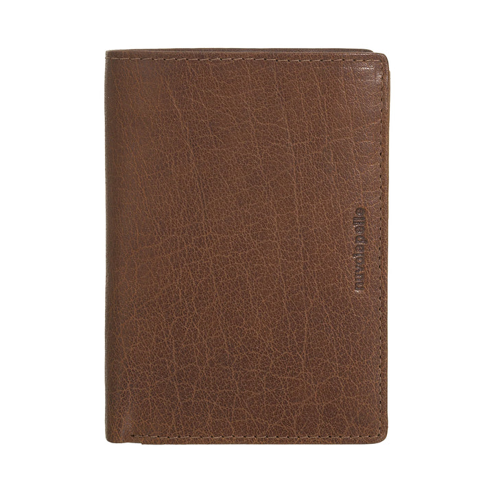 Nuvola Pelle Large Vertical Wallet for Men in Buffalo Leather - Large Pocket Wallet with Coin Purse, 8 Card Pockets and Zipper