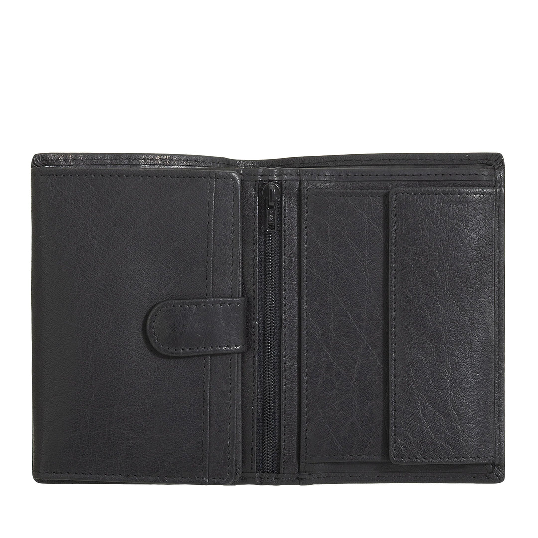 Nuvola Pelle Large Vertical Wallet for Men in Buffalo Leather - Large Pocket Wallet with Coin Purse, 8 Card Pockets and Zipper