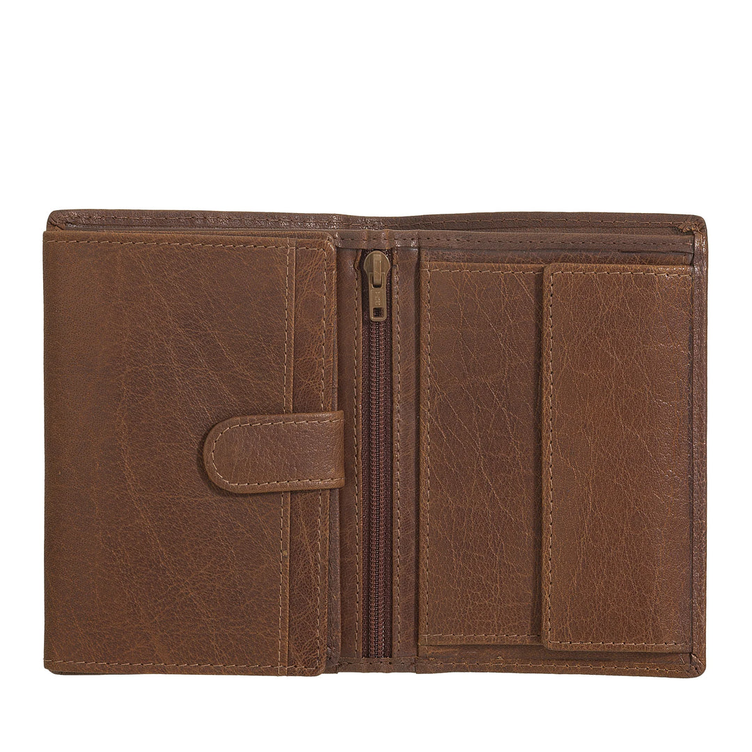 Nuvola Pelle Large Vertical Wallet for Men in Buffalo Leather - Large Pocket Wallet with Coin Purse, 8 Card Pockets and Zipper
