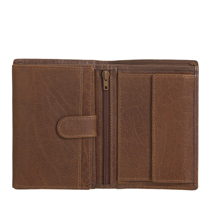 Nuvola Pelle Large Vertical Wallet for Men in Buffalo Leather - Large Pocket Wallet with Coin Purse, 8 Card Pockets and Zipper