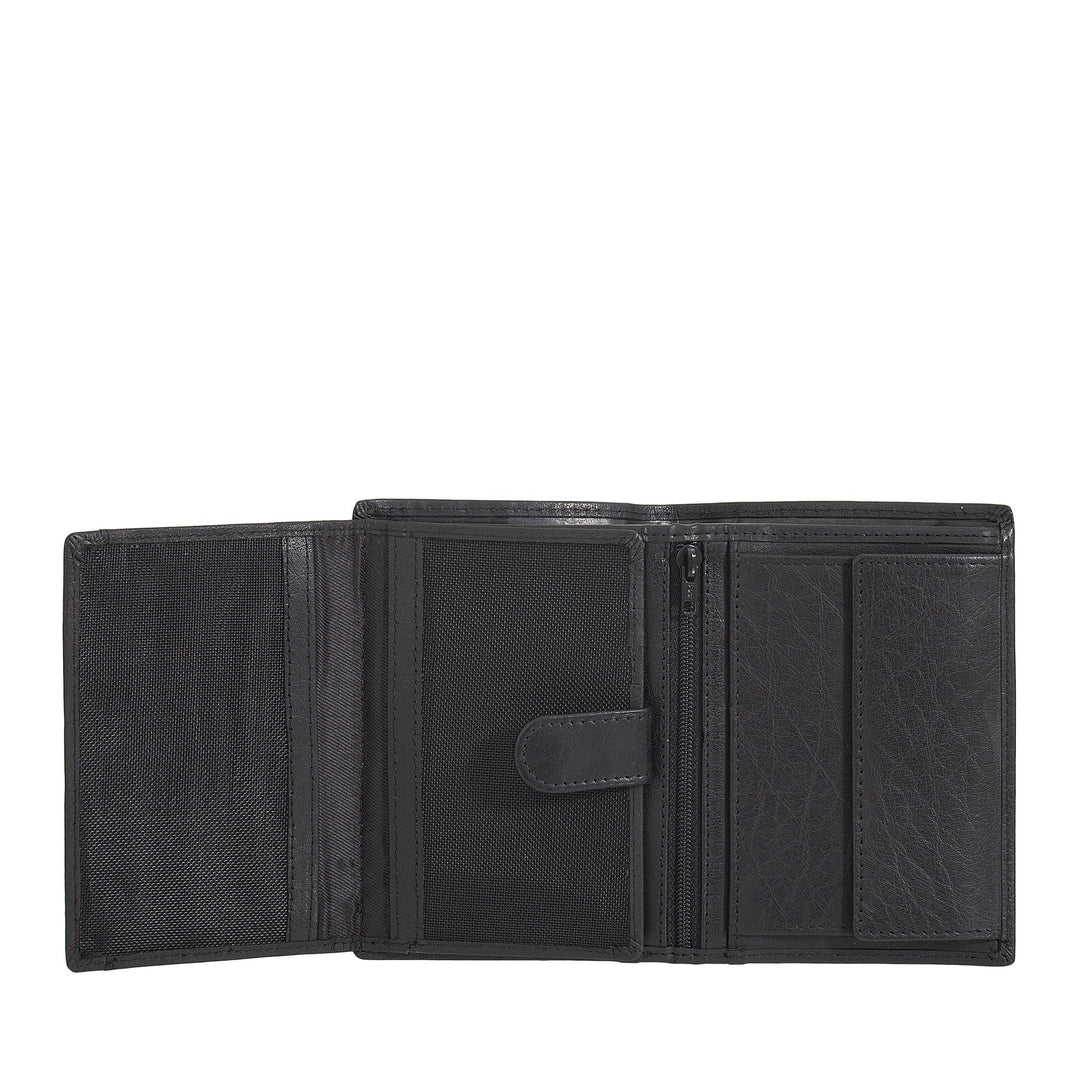 Nuvola Pelle Large Vertical Wallet for Men in Buffalo Leather - Large Pocket Wallet with Coin Purse, 8 Card Pockets and Zipper