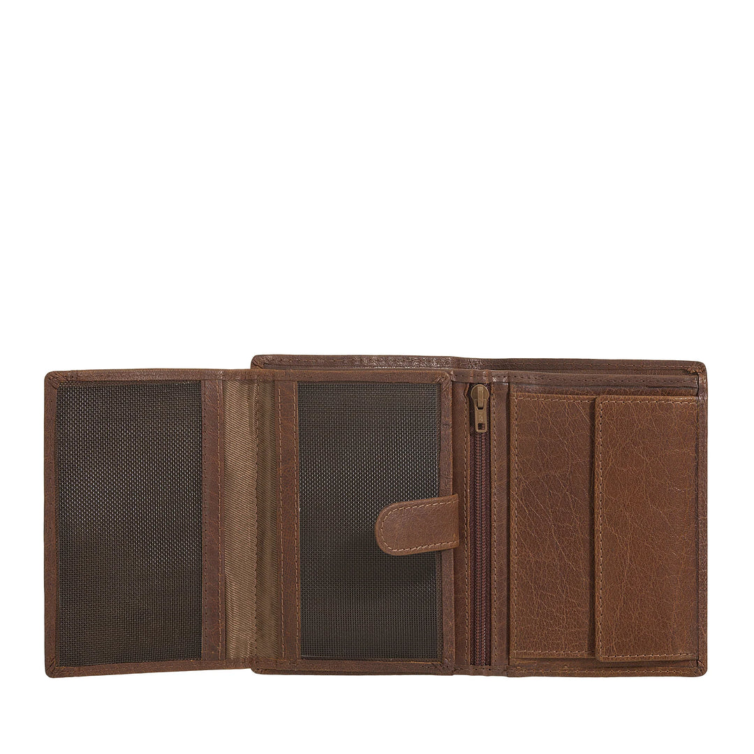 Nuvola Pelle Large Vertical Wallet for Men in Buffalo Leather - Large Pocket Wallet with Coin Purse, 8 Card Pockets and Zipper