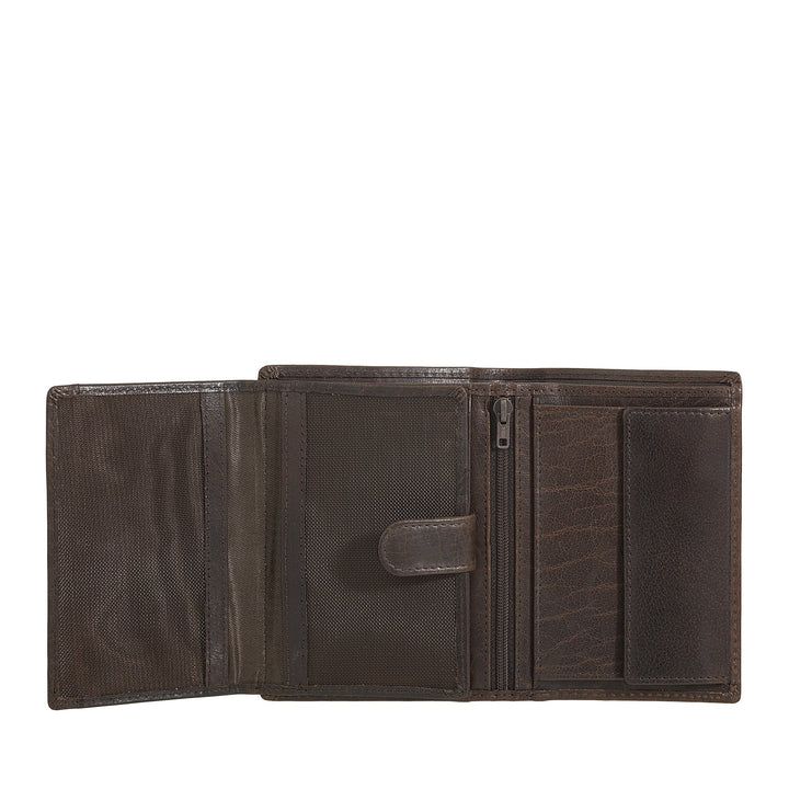 Nuvola Pelle Portafoglio Verticale Grande Uomo in Pelle di Bufalo - Portafoglio Tascone con Portamonete, 8 Tasche Porta Carte e Cerniera Zip