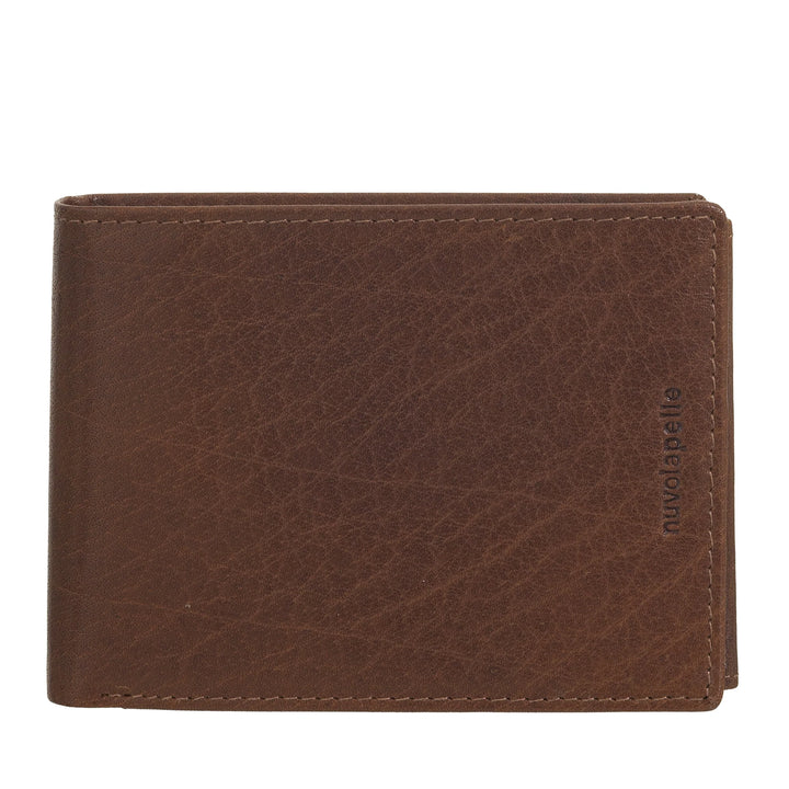 Nuvola Pelle Portafoglio in Pelle di Bufalo Uomo con Portamonete - Portafoglio Classico con Cerniera Zip Interna, Tasche Porta Carte di Credito e Banconote, Porta Foto