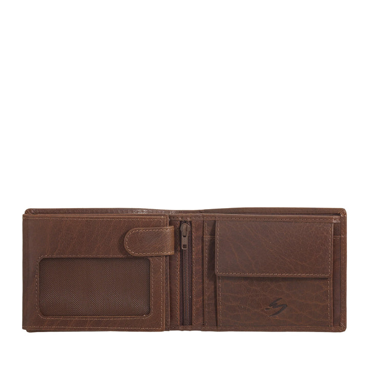 Nuvola Pelle Portafoglio in Pelle di Bufalo Uomo con Portamonete - Portafoglio Classico con Cerniera Zip Interna, Tasche Porta Carte di Credito e Banconote, Porta Foto