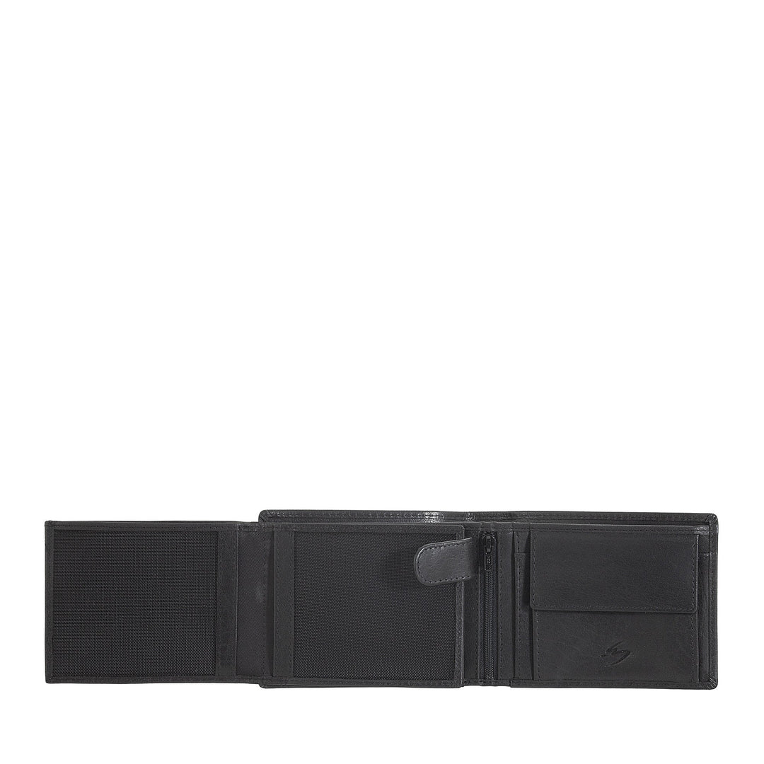 Nuvola Pelle Portafoglio in Pelle di Bufalo Uomo con Portamonete - Portafoglio Classico con Cerniera Zip Interna, Tasche Porta Carte di Credito e Banconote, Porta Foto