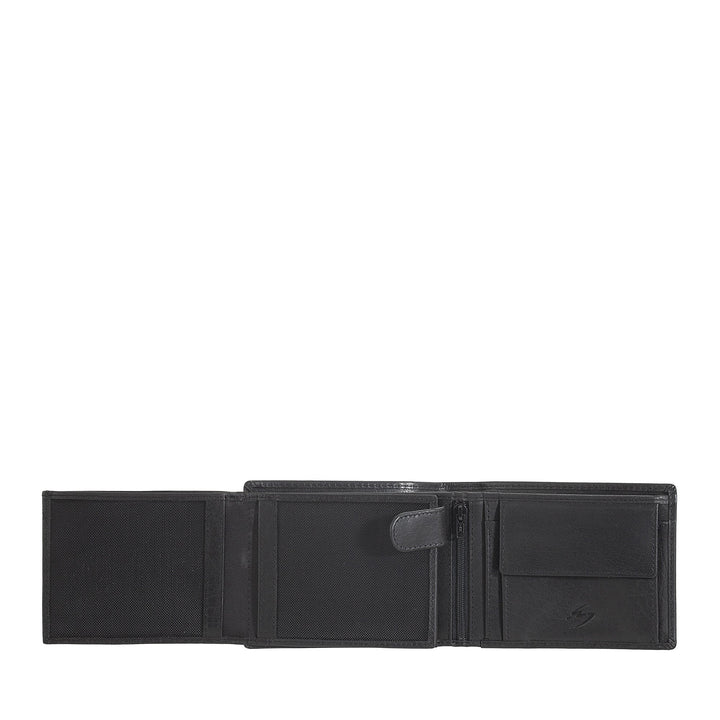 Nuvola Pelle Portafoglio in Pelle di Bufalo Uomo con Portamonete - Portafoglio Classico con Cerniera Zip Interna, Tasche Porta Carte di Credito e Banconote, Porta Foto
