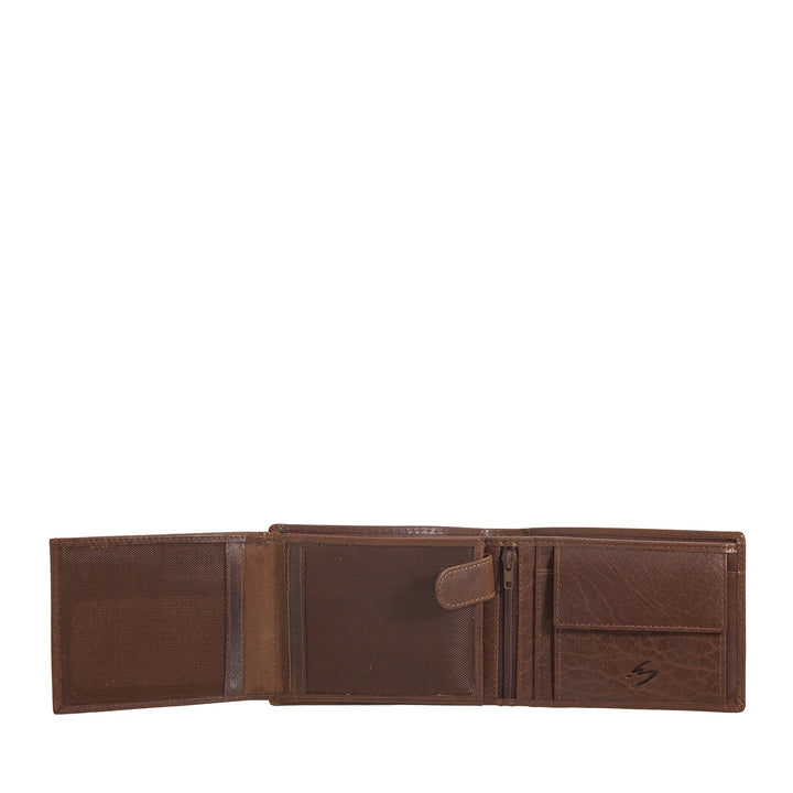 Nuvola Pelle Portafoglio in Pelle di Bufalo Uomo con Portamonete - Portafoglio Classico con Cerniera Zip Interna, Tasche Porta Carte di Credito e Banconote, Porta Foto