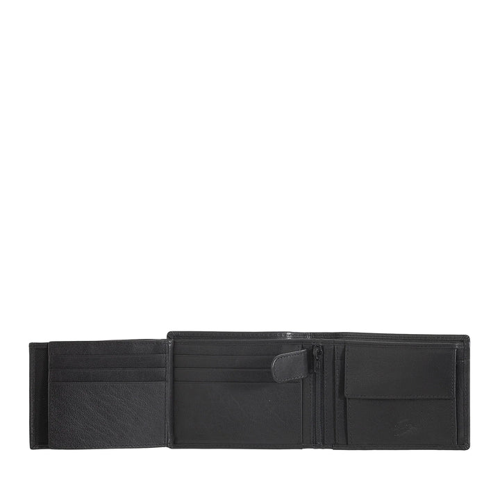 Nuvola Pelle Portafoglio in Pelle di Bufalo Uomo con Portamonete - Portafoglio Classico con Cerniera Zip Interna, Tasche Porta Carte di Credito e Banconote, Porta Foto