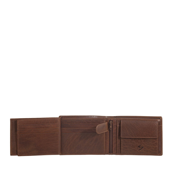 Nuvola Pelle Portafoglio in Pelle di Bufalo Uomo con Portamonete - Portafoglio Classico con Cerniera Zip Interna, Tasche Porta Carte di Credito e Banconote, Porta Foto