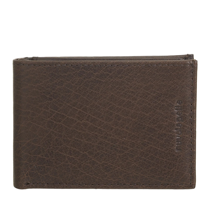 Nuvola Pelle Mini Kleine Herren-Geldbörse aus Büffelleder mit Tasche – Kleine Jacken-Geldbörse mit Münzfach, Taschen mit transparentem Netz