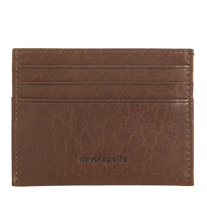 Nuvola Pelle Porte-cartes de crédit fin pour homme et femme en cuir de buffle – Portefeuille de poche fin en cuir avec 6 emplacements pour cartes