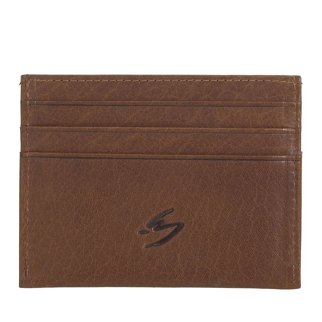Nuvola Pelle Porte-cartes de crédit fin pour homme et femme en cuir de buffle – Portefeuille de poche fin en cuir avec 6 emplacements pour cartes