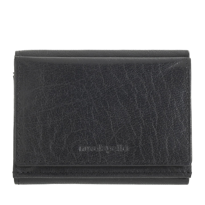 Nuvola Pelle Portafoglio Piccolo Uomo e Donna in Pelle di Bufalo - Elegante Trifold con Portamonete a Bottone, Scomparti per Carte Tessere e Banconote