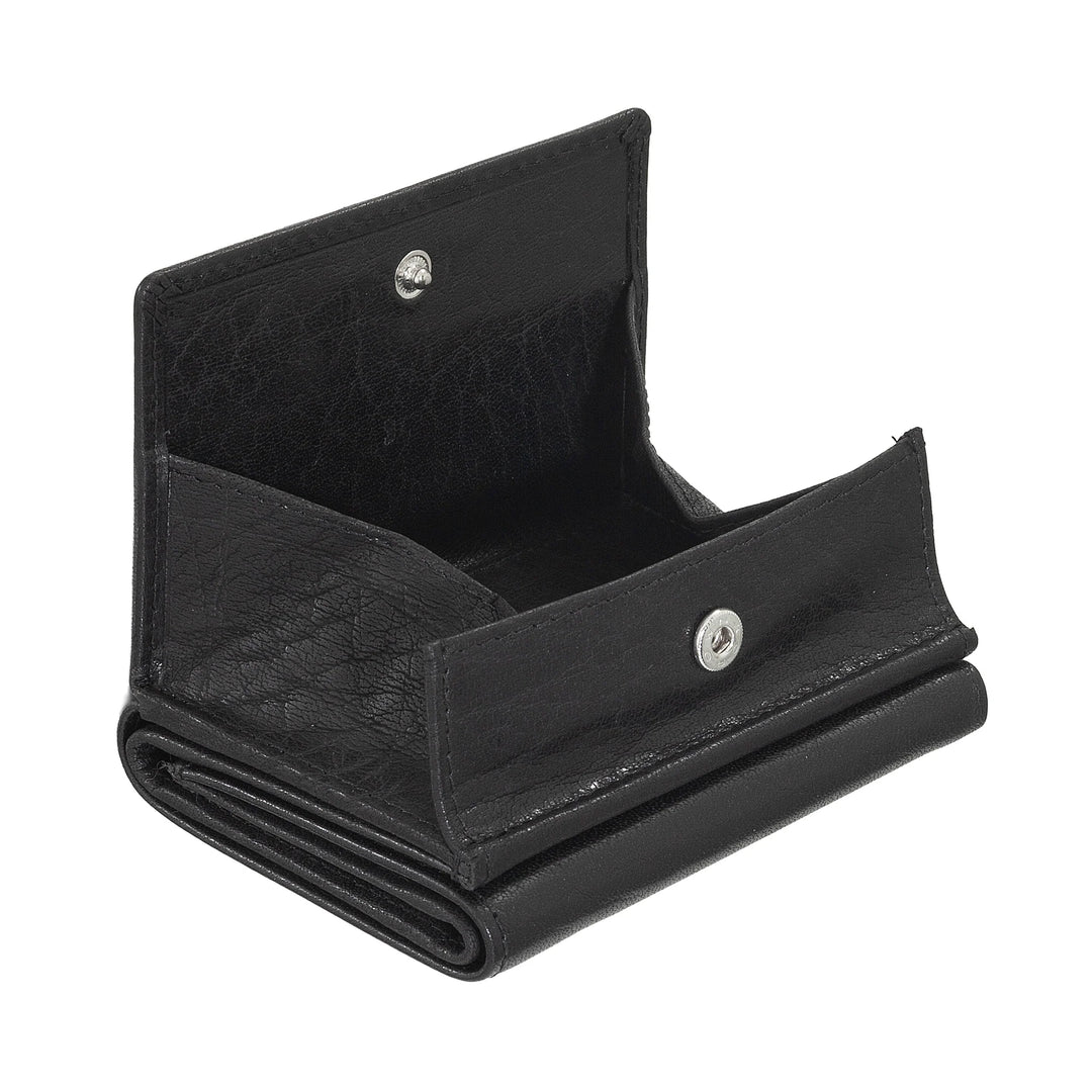 Nuvola Pelle Portafoglio Piccolo Uomo e Donna in Pelle di Bufalo - Elegante Trifold con Portamonete a Bottone, Scomparti per Carte Tessere e Banconote