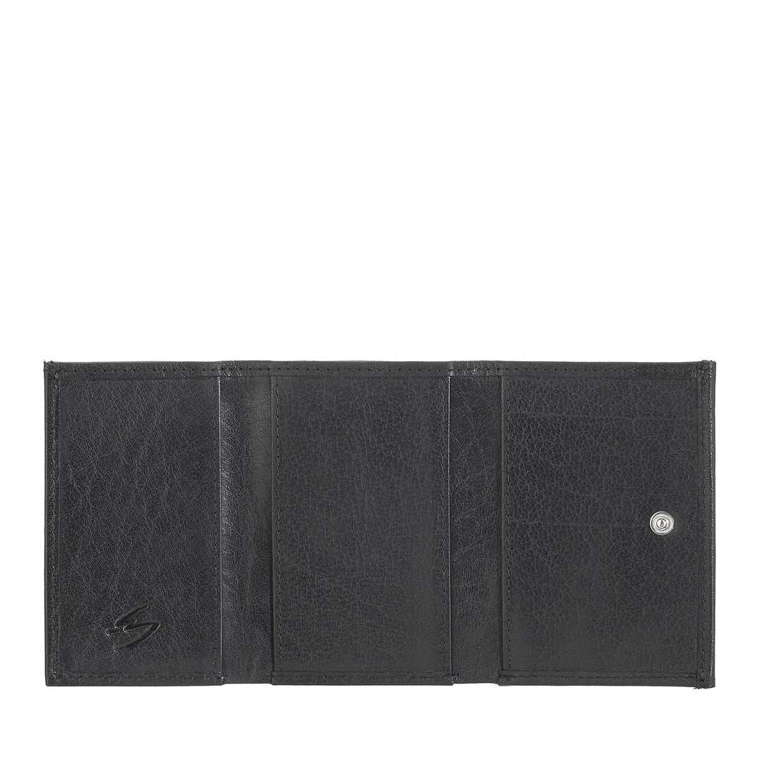 Nuvola Pelle Portafoglio Piccolo Uomo e Donna in Pelle di Bufalo - Elegante Trifold con Portamonete a Bottone, Scomparti per Carte Tessere e Banconote