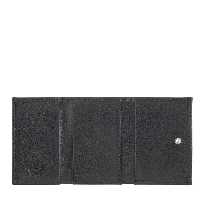 Nuvola Pelle Portafoglio Piccolo Uomo e Donna in Pelle di Bufalo - Elegante Trifold con Portamonete a Bottone, Scomparti per Carte Tessere e Banconote
