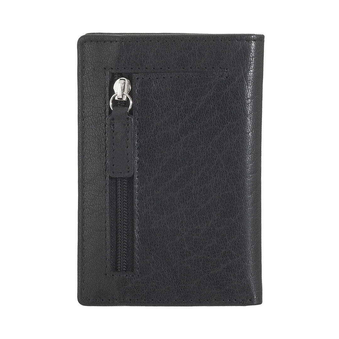 Nuvola Pelle Portafoglio Uomo Piccolo di Vera Pelle Bufalo, Portafoglio Portacarte Slim con Cerniera Zip Posteriore, Tascabile, Compatto