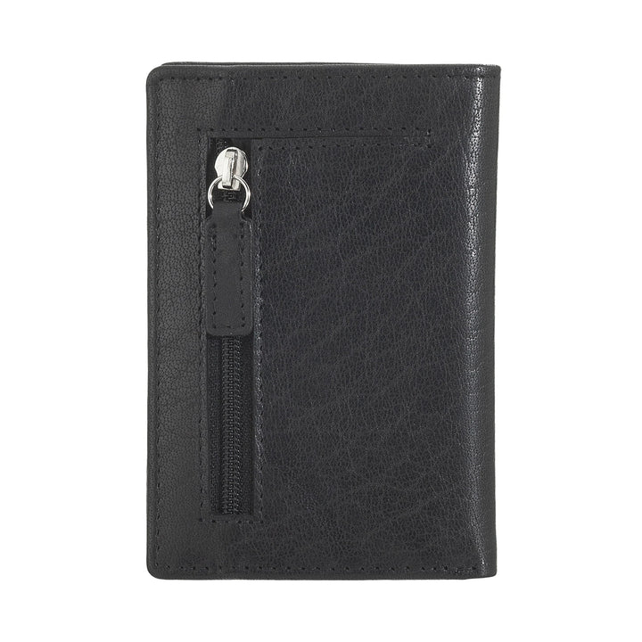 Nuvola Pelle Portafoglio Uomo Piccolo di Vera Pelle Bufalo, Portafoglio Portacarte Slim con Cerniera Zip Posteriore, Tascabile, Compatto