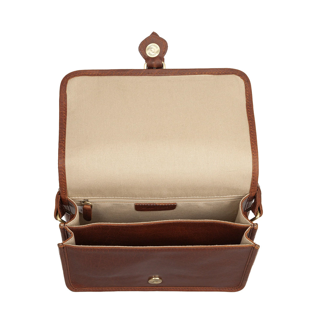 Nuvola Pelle Damen-Umhängetasche aus echtem Vintage-Büffelleder – elegante kleine Klappentasche mit Magnetverschluss mit Schnalle und verstellbarem Schultergurt