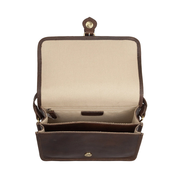 Nuvola Pelle Sac à Bandoulière pour Femme en Véritable Cuir de Buffle Vintage - Petit Sac à Rabat élégant avec Fermeture Magnétique avec Boucle et Bandoulière Réglable