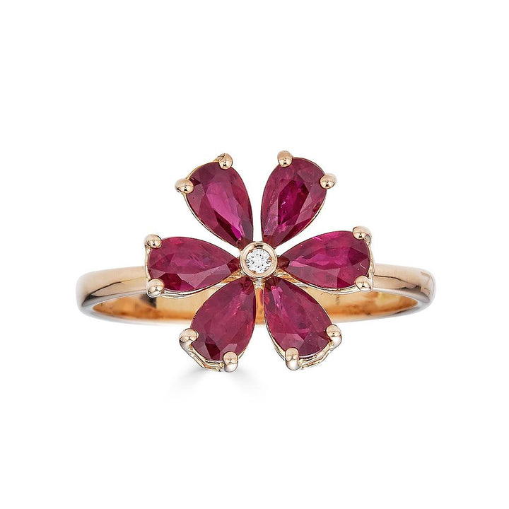 Zydo-Ring mit Diamantblume und roségoldfarbenen Edelsteinen 62221