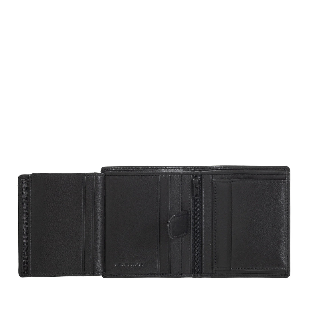 Nuvola Pelle Petit portefeuille pour homme avec porte-monnaie, portefeuille en cuir de taille verticale avec fermeture éclair intérieure, porte-cartes et billets