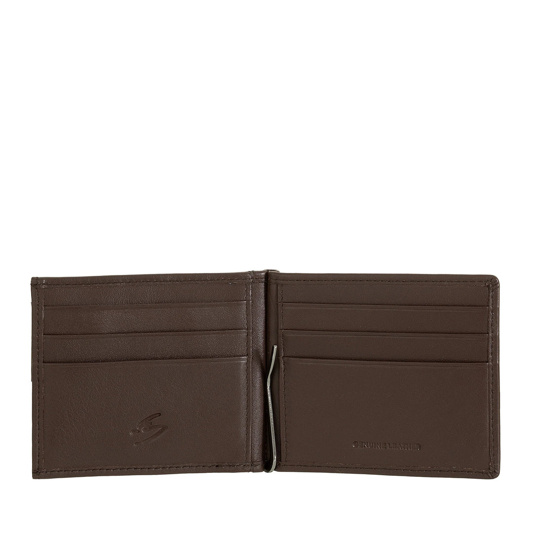 Nuvola Pelle Portefeuille pour homme avec pince à billets et porte-monnaie en cuir – Portefeuilles avec ressort pour billets de banque et poches pour porte-cartes