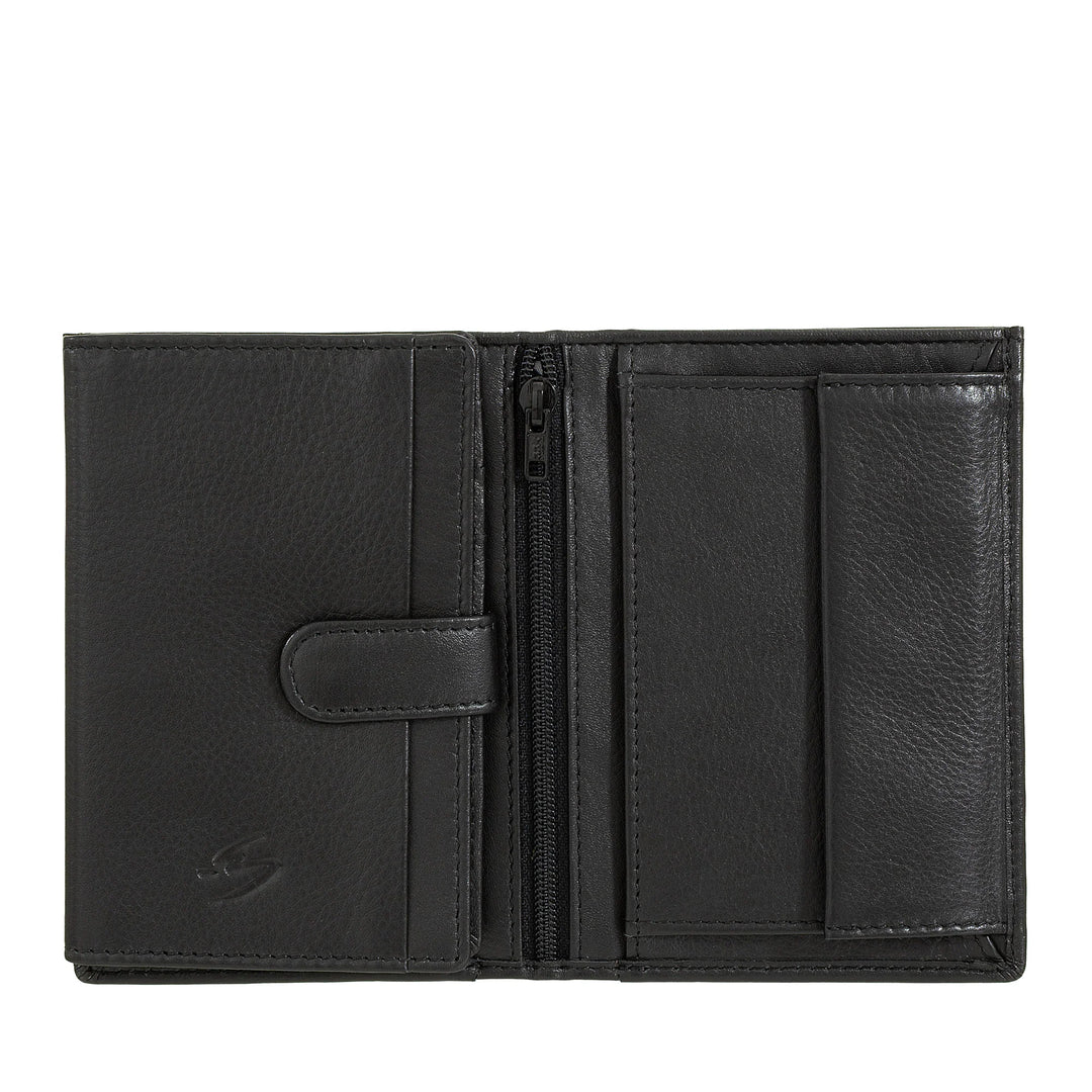 Portefeuille vertical pour homme Nuvola Pelle en cuir Nappa - Portefeuille avec porte-monnaie, fente pour cartes et poches transparentes