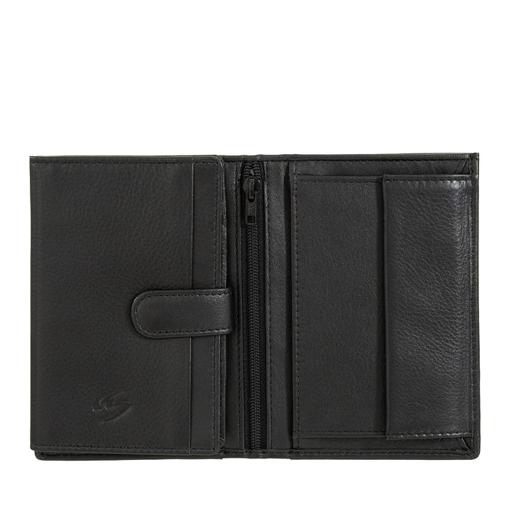 Portefeuille vertical pour homme Nuvola Pelle en cuir Nappa - Portefeuille avec porte-monnaie, fente pour cartes et poches transparentes