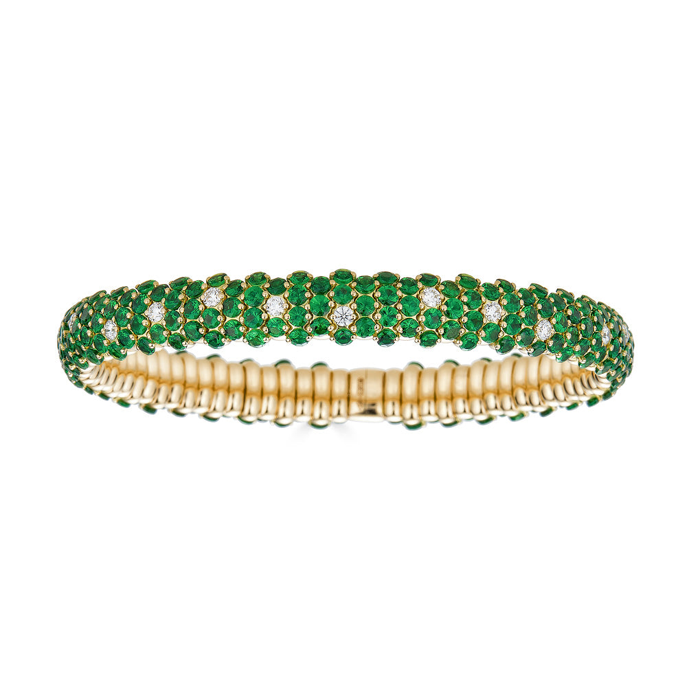 Zydo gewölbtes elastisches Armband aus Gelbgold-Tsavorit 64015