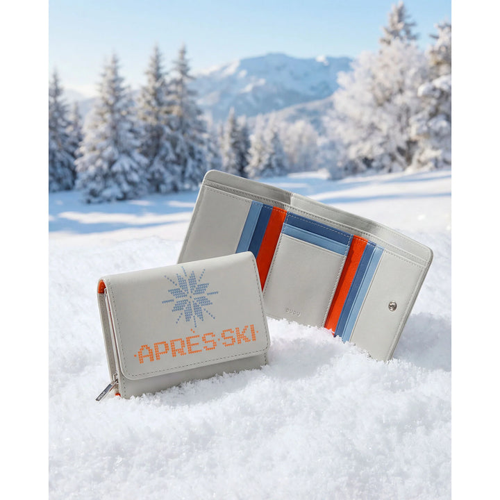 DUDU Portafoglio Donna Pelle Piccolo con Portamonete a Cerniera – Design Compatto e Scritta Après Ski – Portafoglio Porta Carte e Banconote, Fashion alla Moda