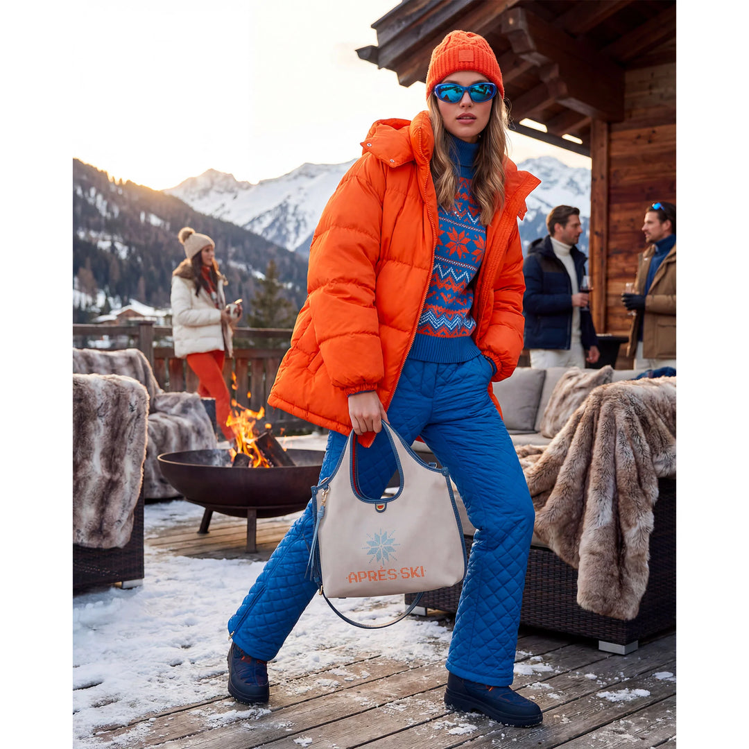 DUDU Damen-Umhängetasche aus Nylon und Leder Après-Ski – leichter Shopper mittlerer Größe mit verstellbarem Schultergurt und Magnetverschluss, sportlich-schickes Design