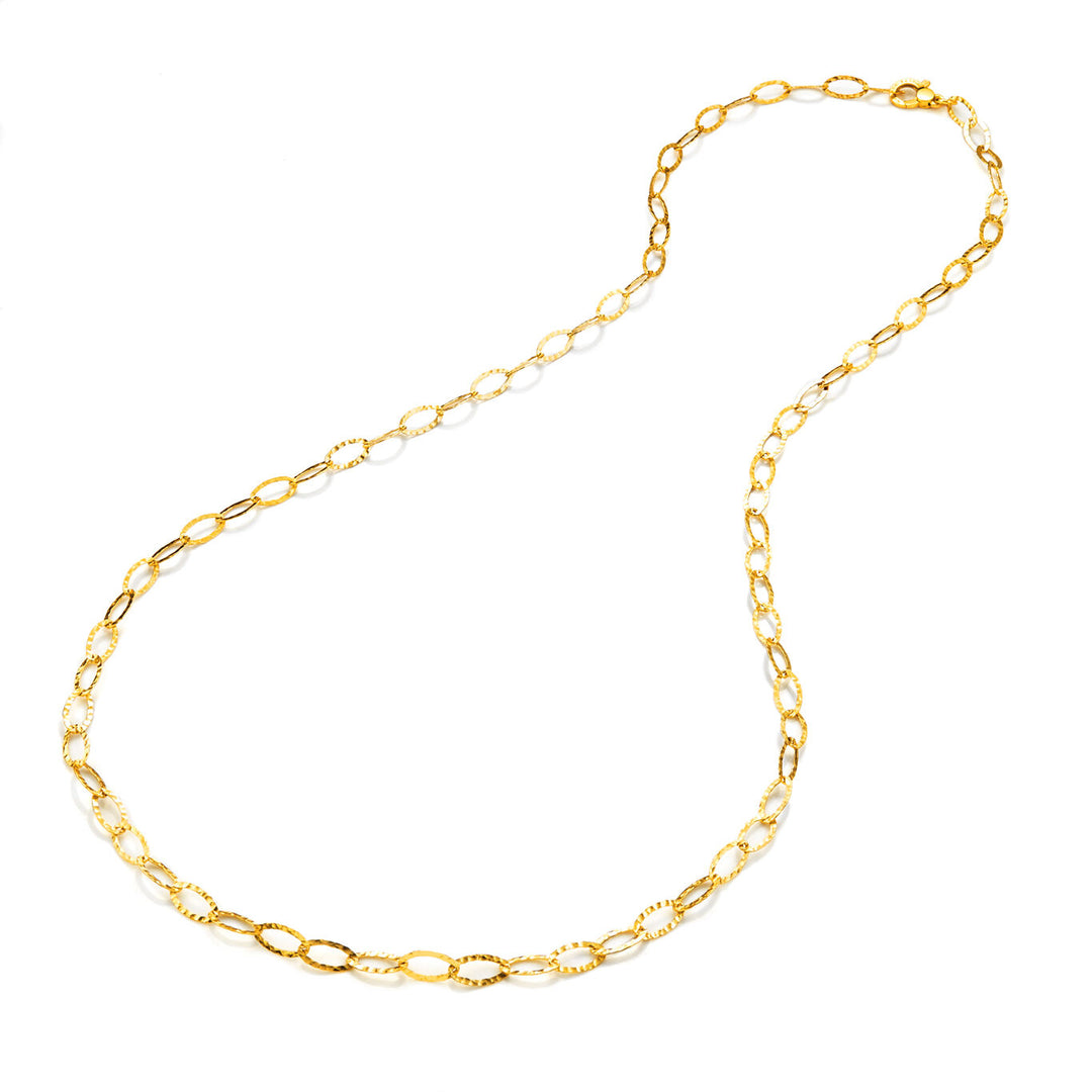 Collier à maillons ovales martelés Giovanni Raspini en argent 925, finition PVD or 8560-60