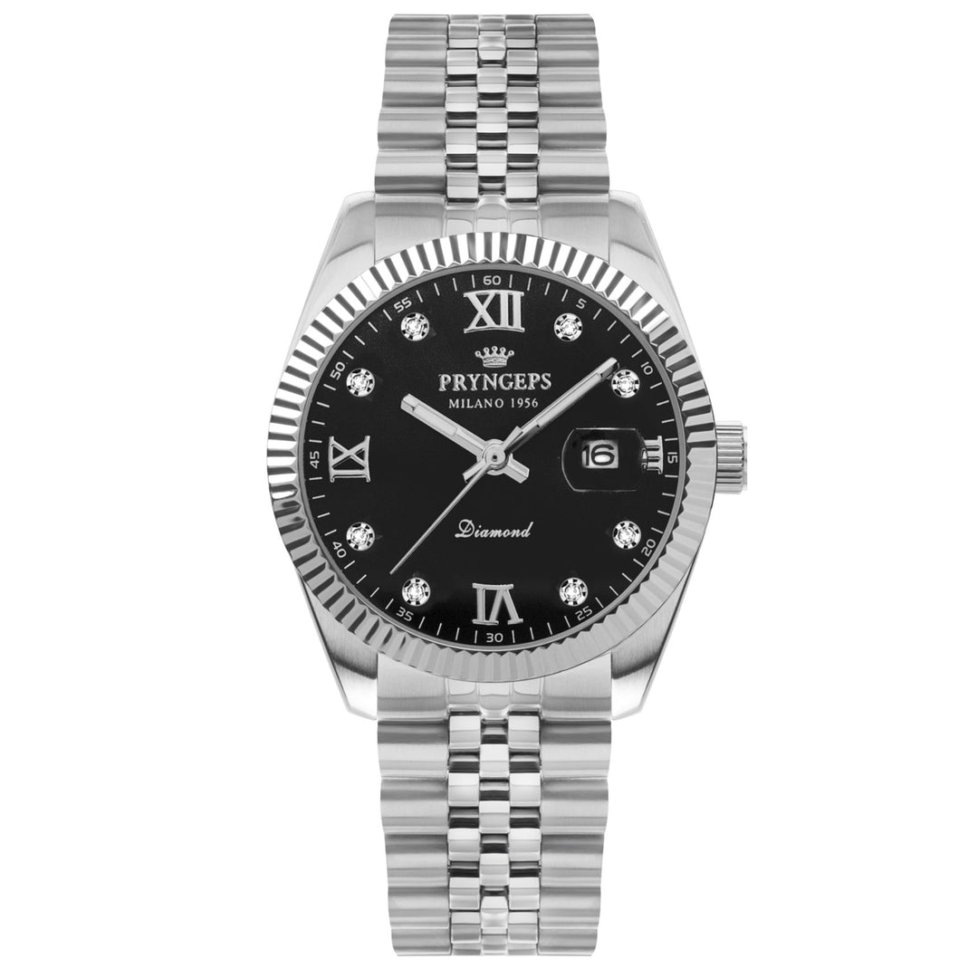 Pryngeps orologio Erre X 40mm nero diamanti quartz acciaio A821-2QB NE