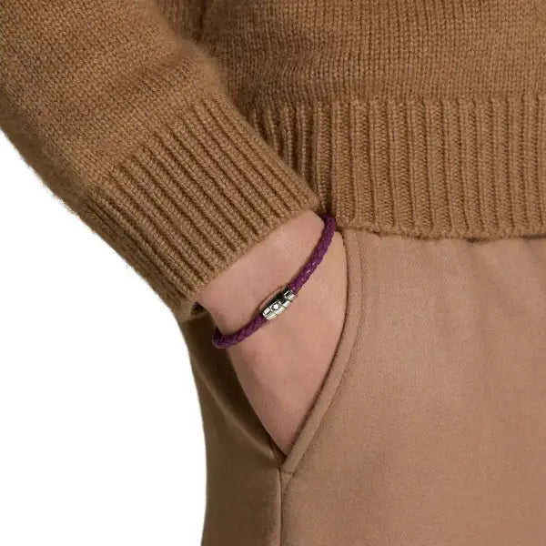 Montblanc 3-ring steel and leather bracelet Meisterstück Cassis size L 13431368